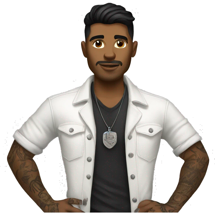 black haired male tattoo artist with leather boots emoji