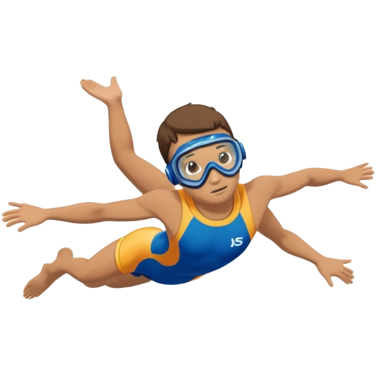 determined pool diver dives into a pool of confidence blue water  emoji