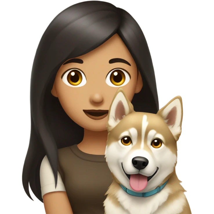 A girl Dark brown  hair next to a light dorée  Husky emoji