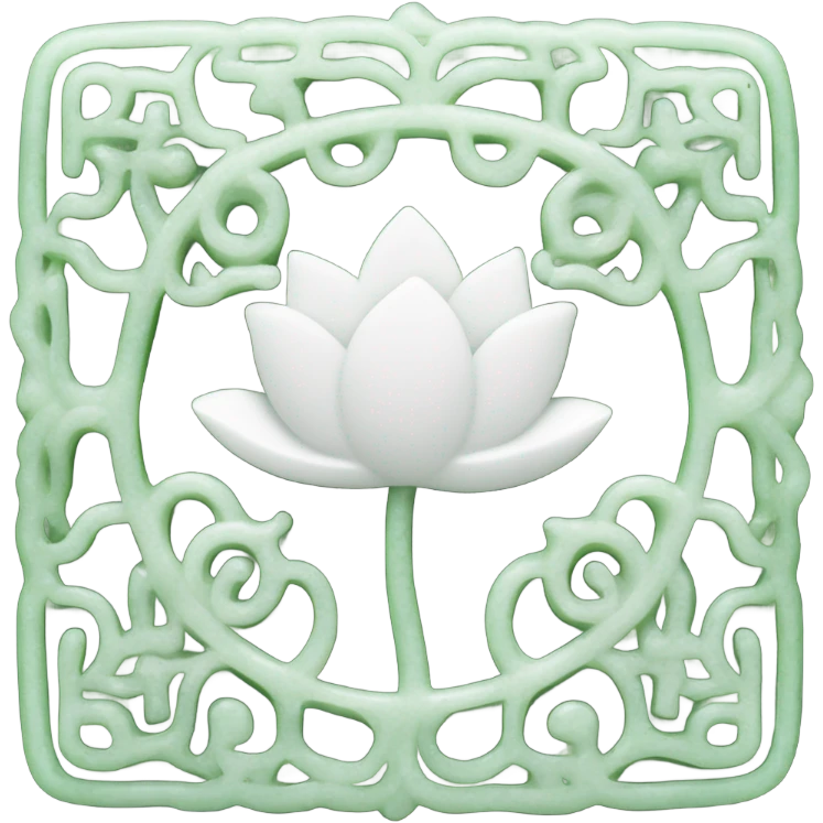 A whole white Rectangle shaped outline, Chinese style water-lily-patterned jade ornament emoji