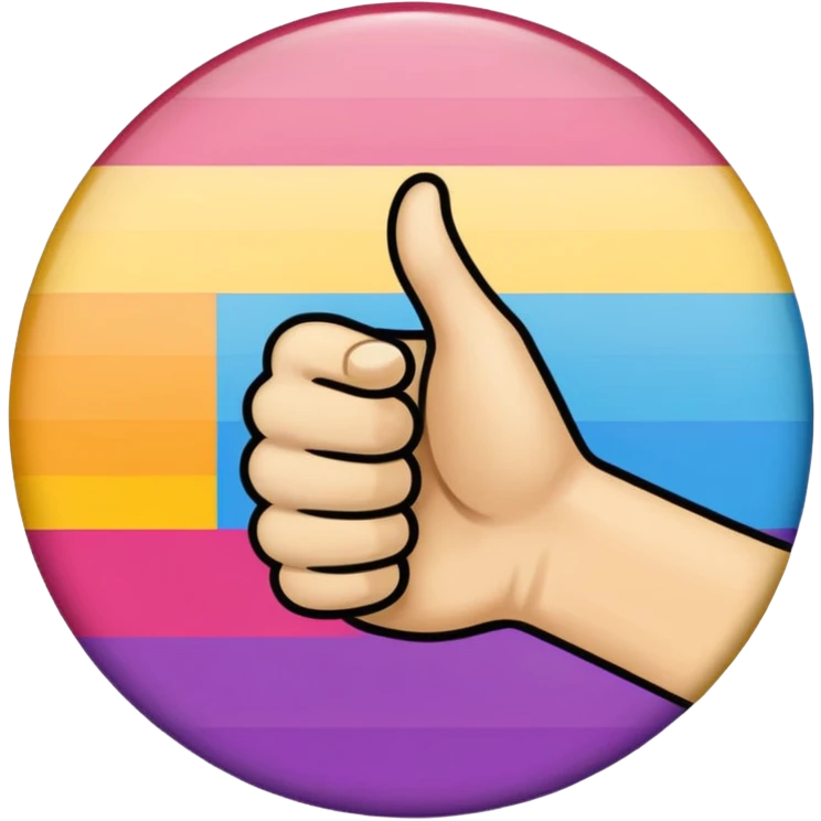 thumbs up emoji, pride flag pattern with trans stripes, black and intersex circle emoji
