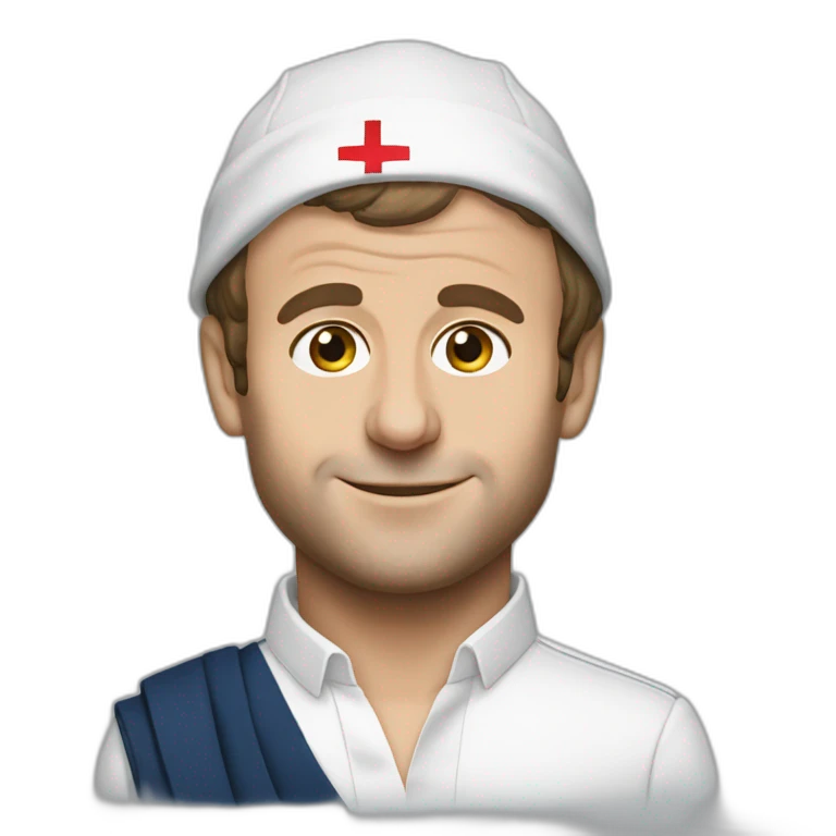 Emmanuel Macron wearing a bandana emoji
