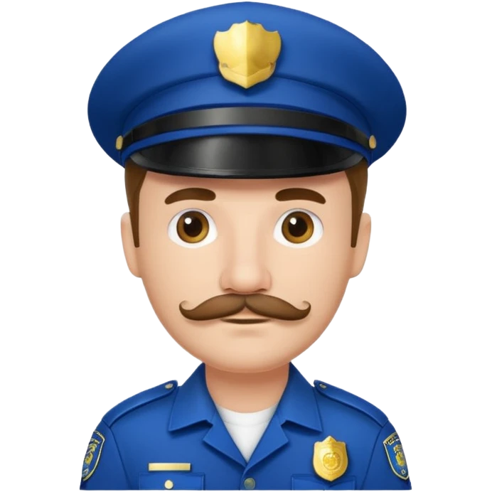 Male police officer, white cap, mustache, realistic portrait emoji