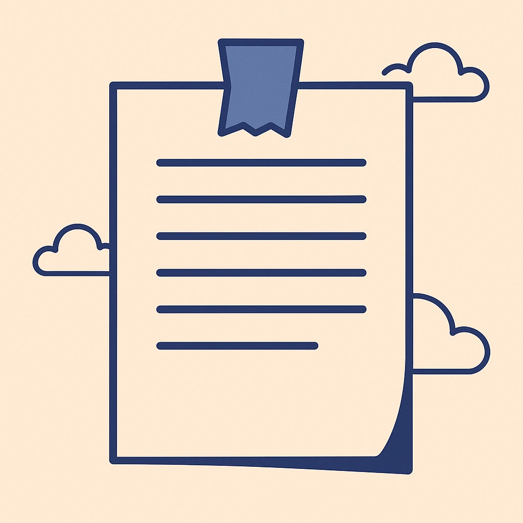 simple illustration of a sheet of paper with adhesive tape stuck at the top emoji