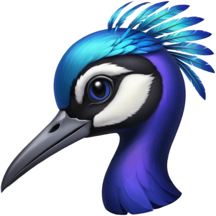 Blue and black Sicklebill headshot emoji
