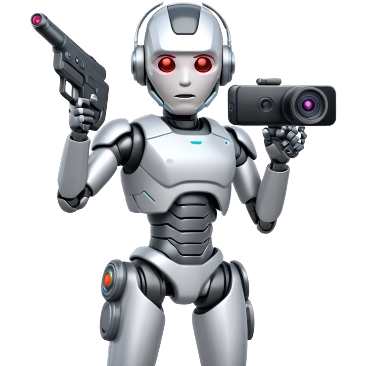 cyborg shooting a video emoji