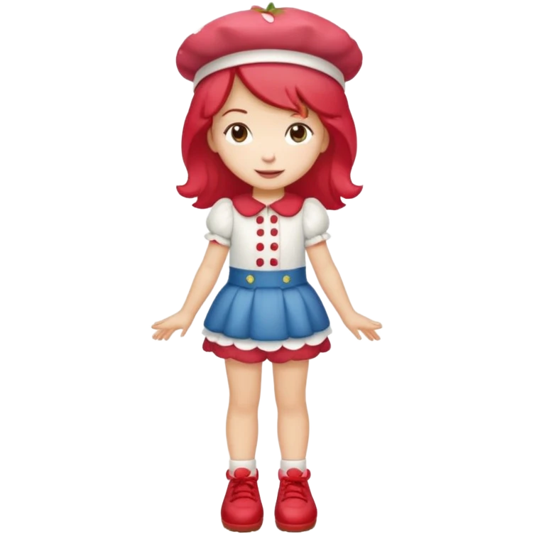 pretty and cute realistic strawberry shortcake full body with red shoes standing emoji