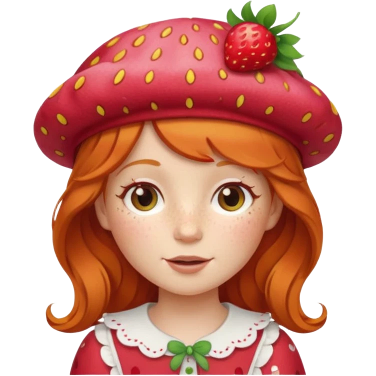 strawberry shortcake ginger girl with freckles and a strawberry hat emoji