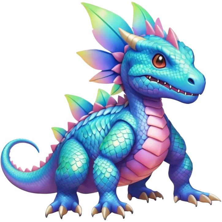  Cool Divine Cute Vibrant Pastel Bright Colorful Iridescent Modern Digimon-Druddigon-Fakemon-Reptile full body emoji