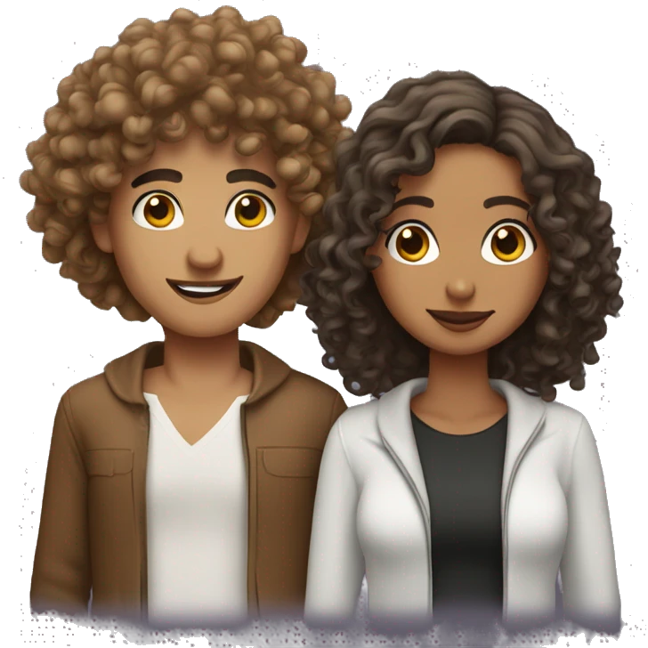 Mixed curly hair girl with arabian boyfriend  emoji