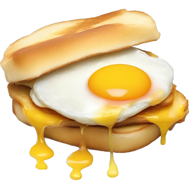 Fried egg sandwich with yolk dripping on the sides  emoji