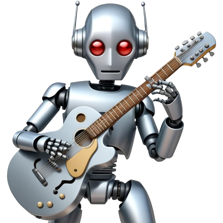 Robot playing guitar emoji