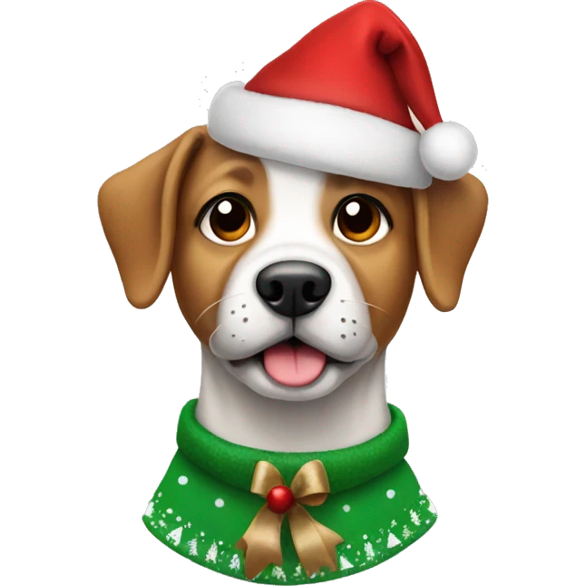 Dog wearing Christmas clothes emoji