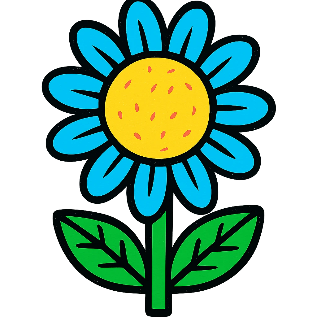 blue sunflower, vibrant colors, clear details emoji