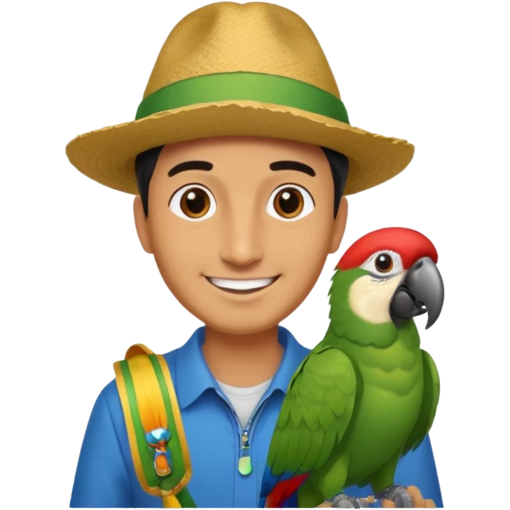Walker + parrot on shoulder, Pet Walkers. emoji