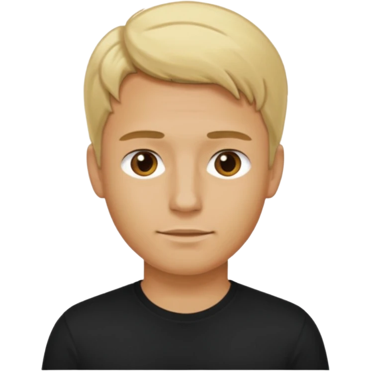 Create a man in the iOS 18 version, standing with a black shirt and blond hair, and I need to see him from head to t emoji