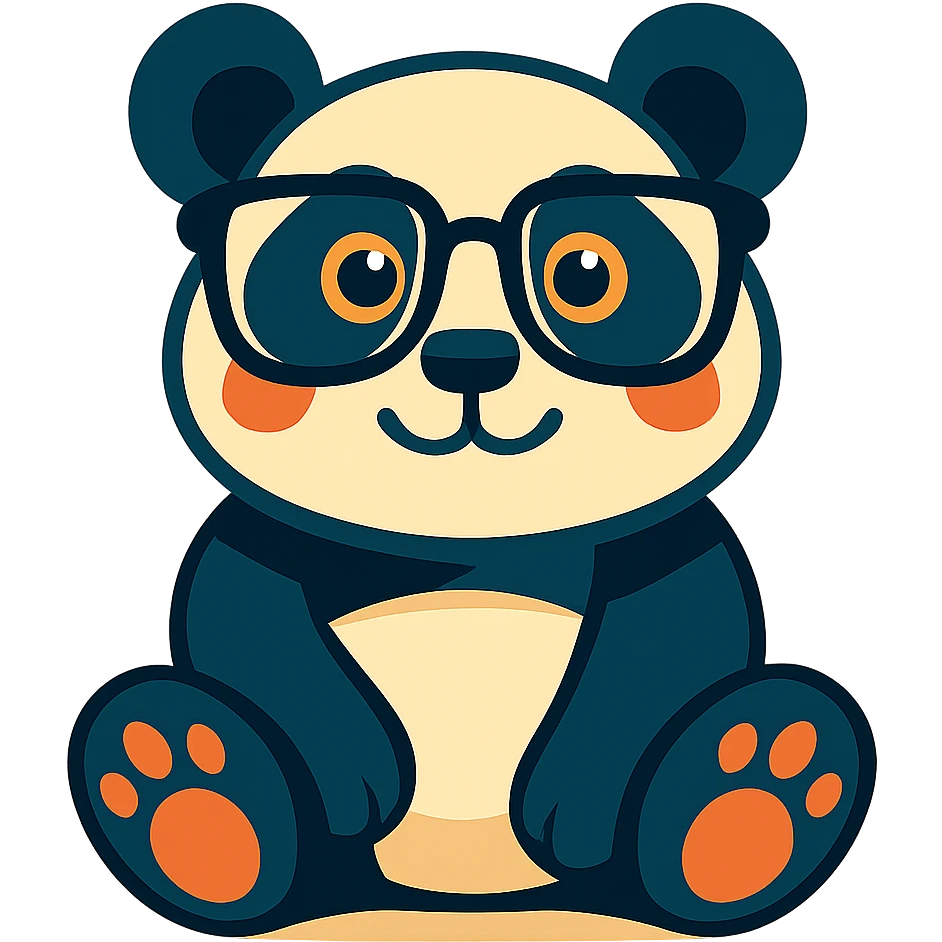 panda with glasses, vibrant cartoon style emoji