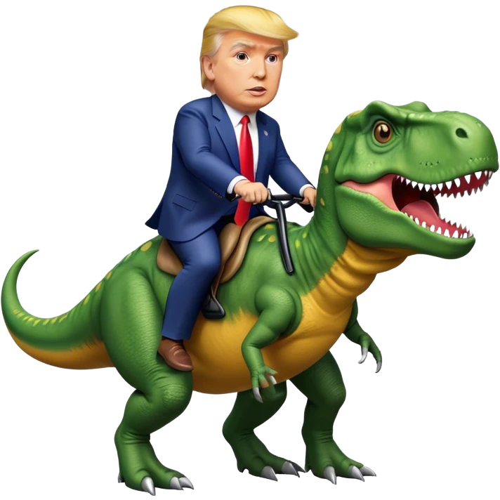 Donald Trump riding t-rex emoji