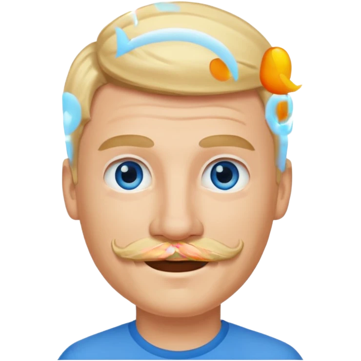 guy with blond hair, mustache, and blue eyes emoji