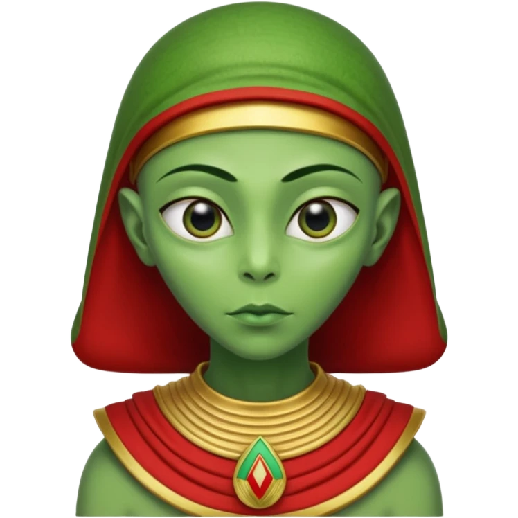 alien, wearing egypt cccp custome, half body emoji