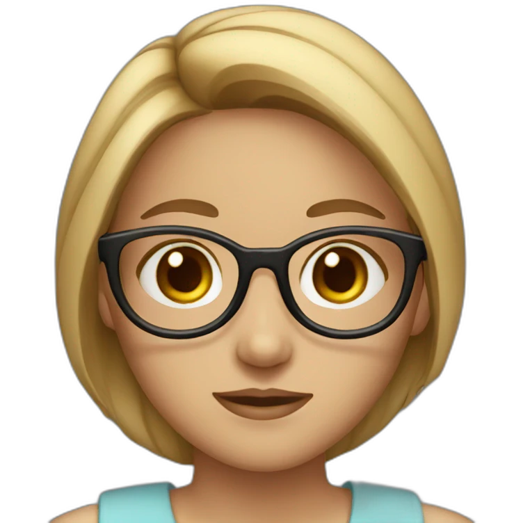 girl with brown air blue eyes and glasses emoji