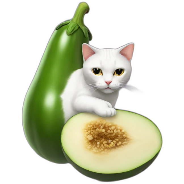 cat with a huge eggplant emoji