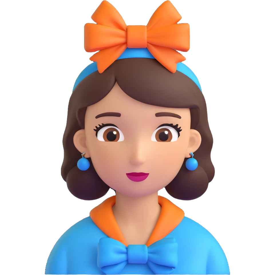 woman wearing a blue bow on her head emoji