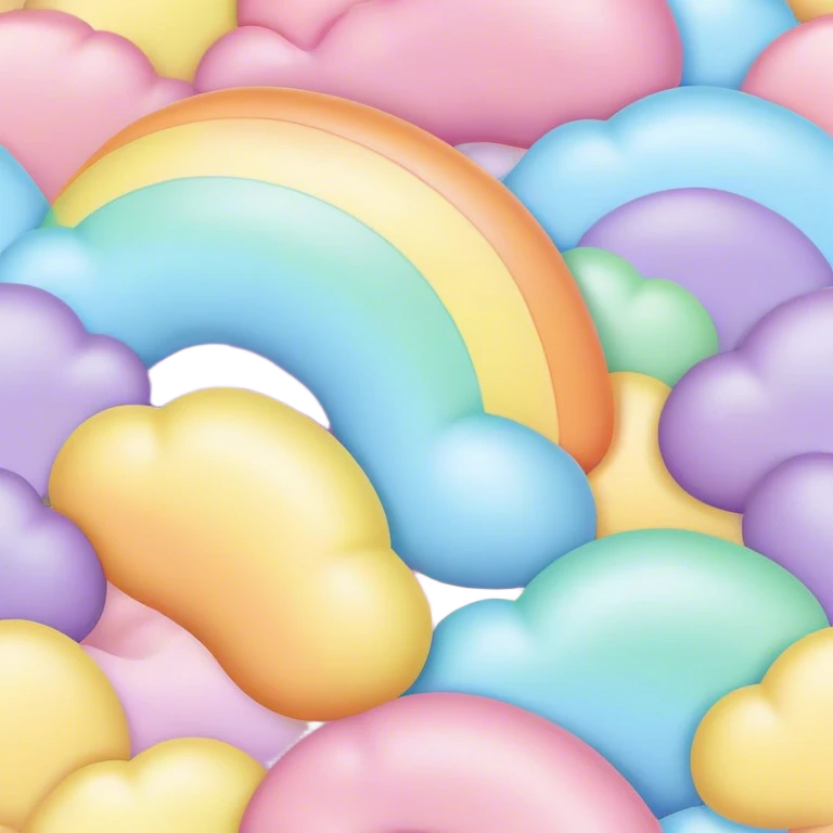 melted pastel rainbow puffy pattern background  emoji