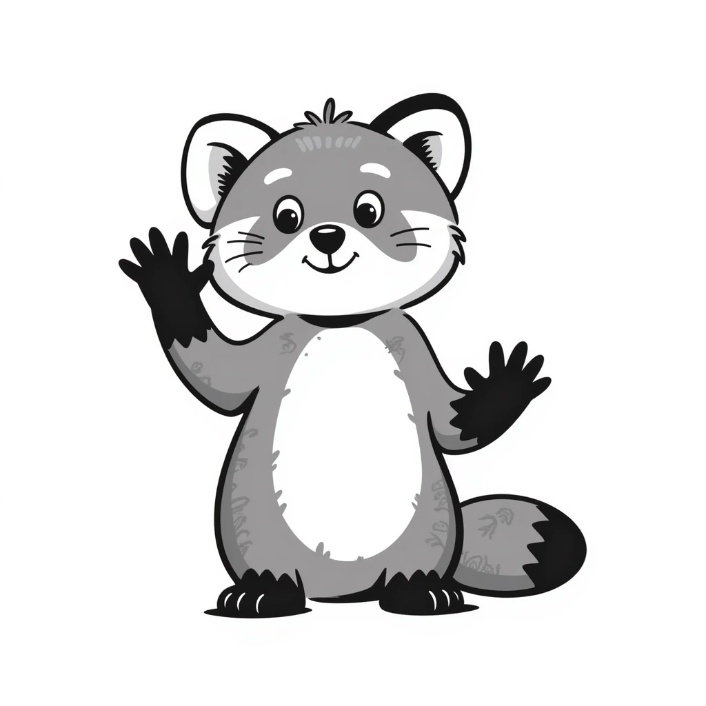 red panda waving and saying hello, friendly expression emoji