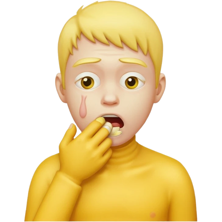 A yellow person choking themselves emoji