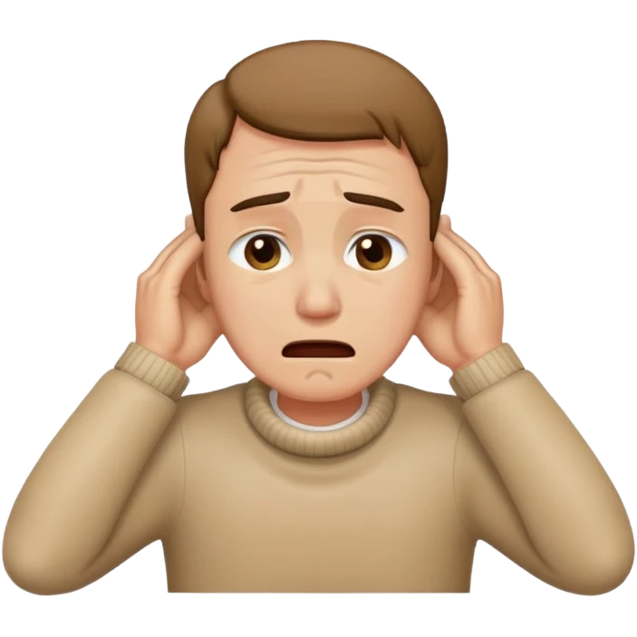 Man with hands around his neck crying emoji