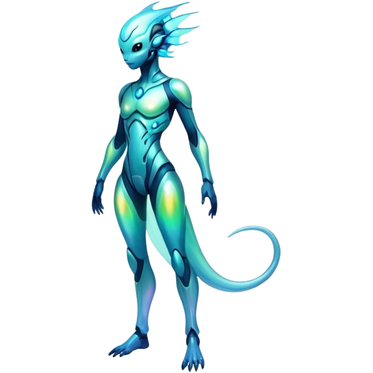 Futuristic Ethereal Iridescent Bioluminescent Translucent Illuminated Transparent Modern Fakémon-creature-hybrid Full Body emoji