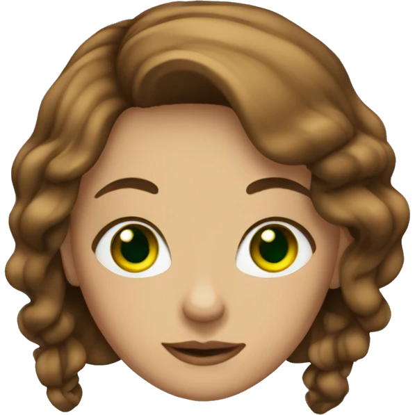 a girls with green eyes, brown hair and gold jewery emoji