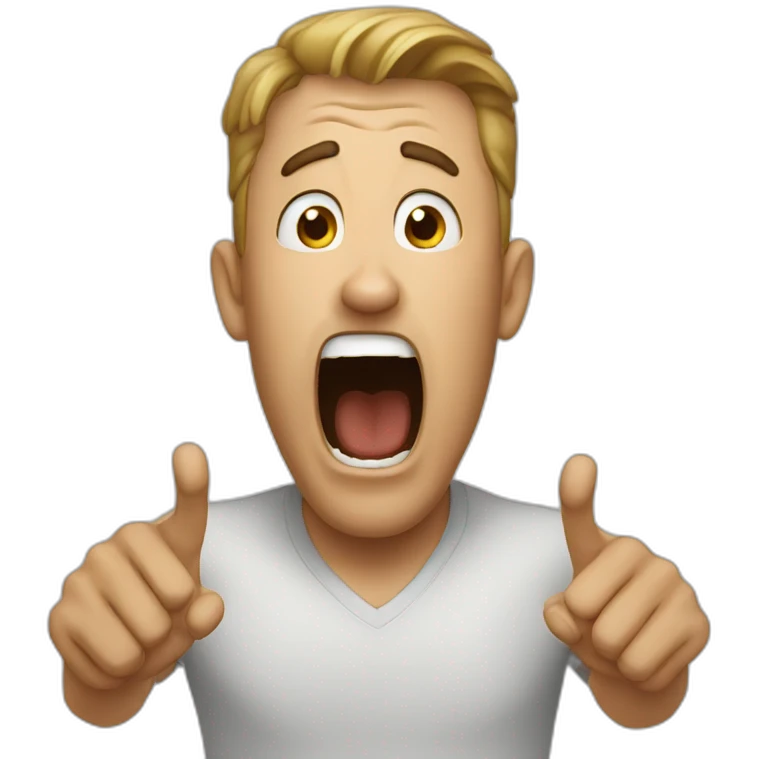 man yelling boo emoji