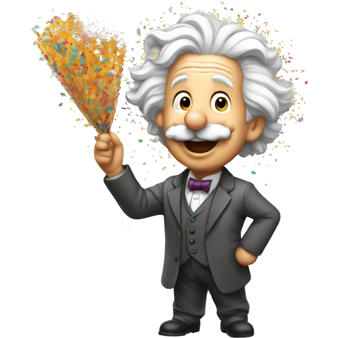 happy albert einstein shooting colorful confetti popper emoji