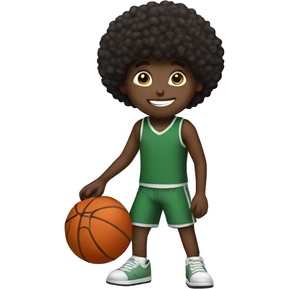 person, boy, afro, taper, playing basketball emoji