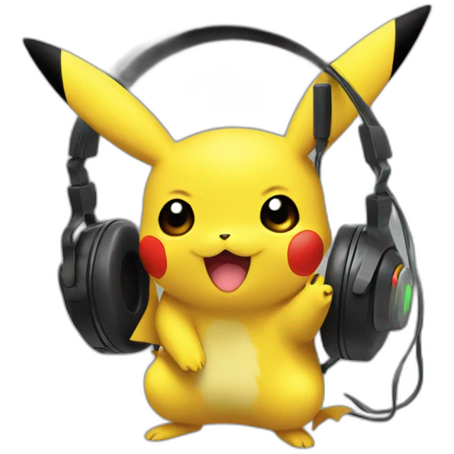pikachu with gaming headset emoji