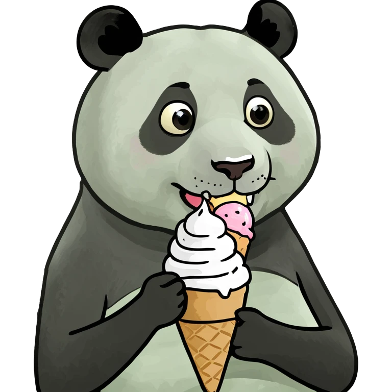 Panda eating ice cream emoji