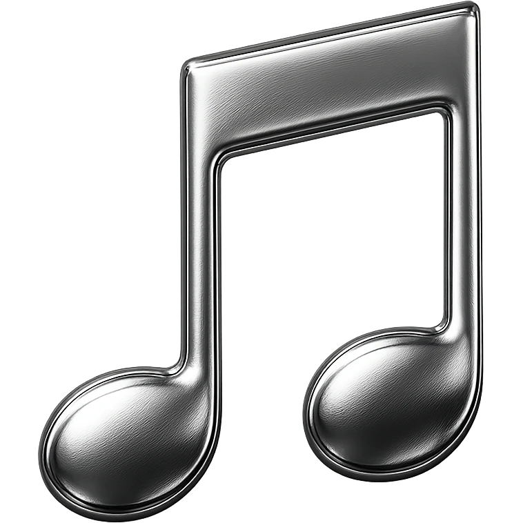 chrome style icon of a music note emoji