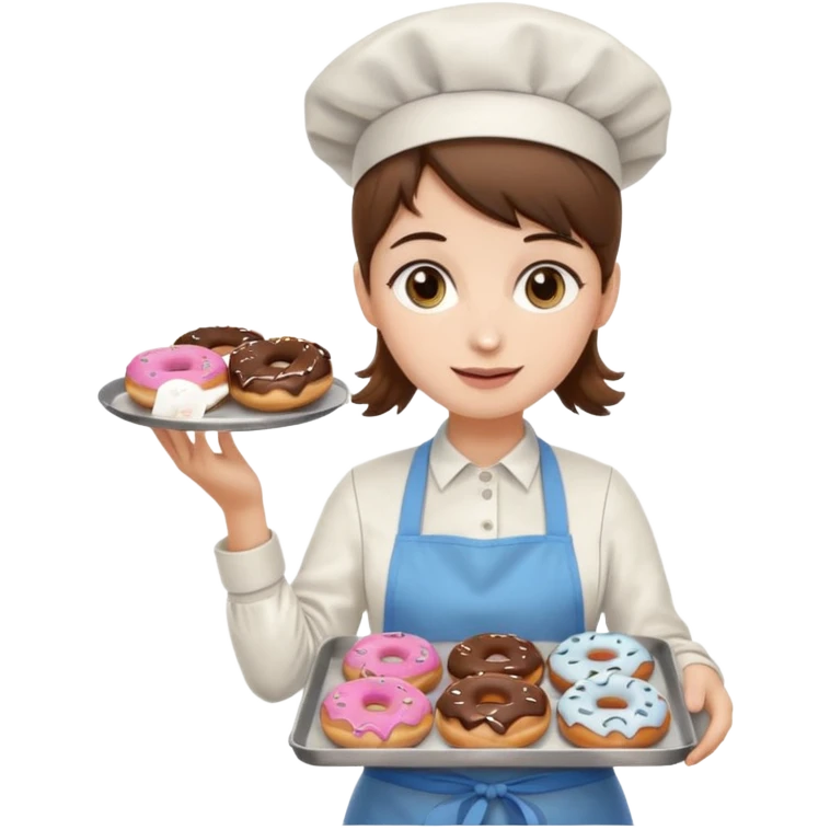 donut vendor with brown hair and white skin emoji