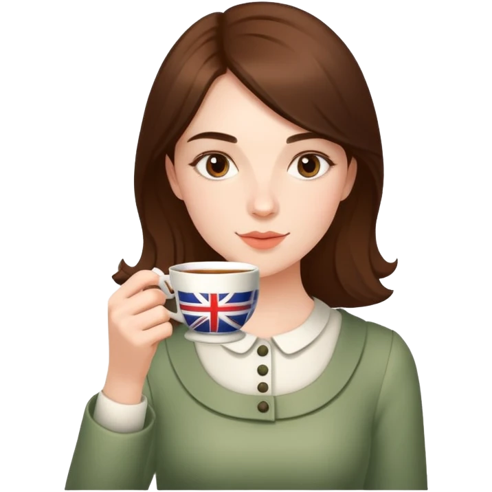 British girl sipping tea with well-defined natural hands holding teacup properly emoji