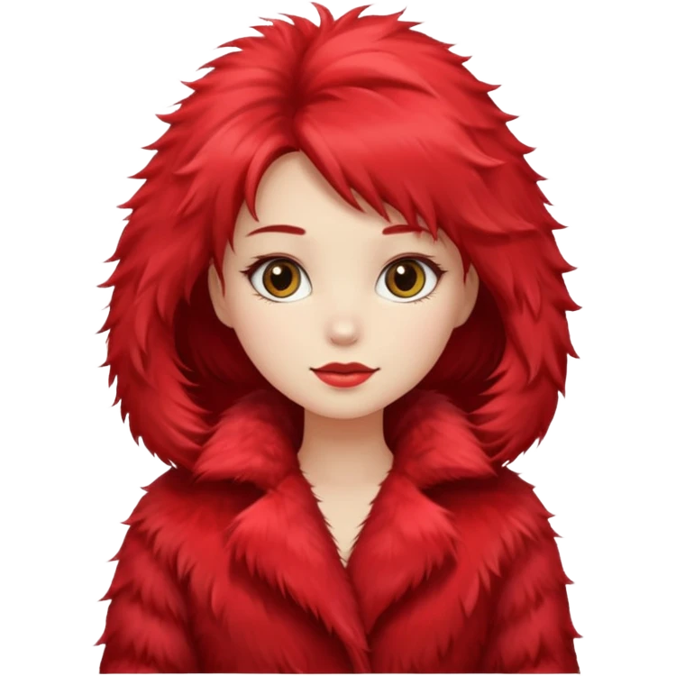 Girl in red fur coat emoji