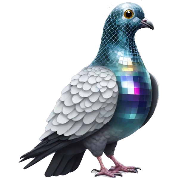 disco ball pigeon emoji