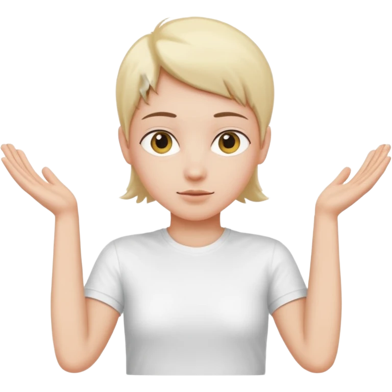 Una persona con los brazos estirados perpendicularmente hacia ambos lados con una camiseta blanca  emoji