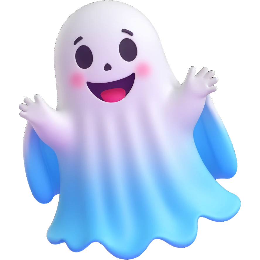 three-dimensional and cute ghost character 3D emoji style emoji