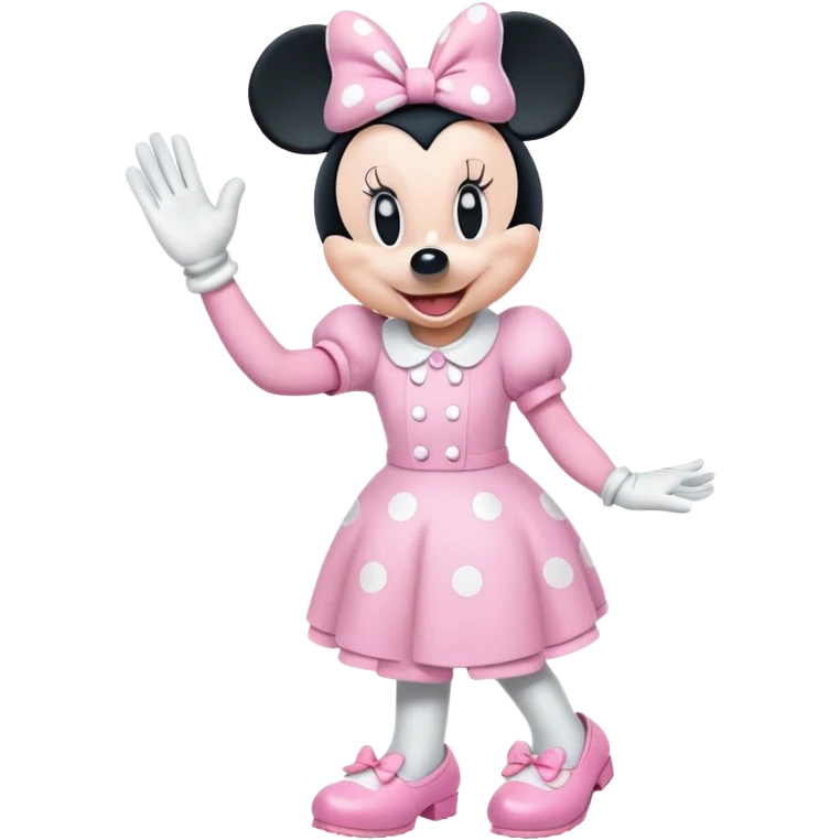 Pink Minnie Mouse, waving, pink shoes emoji