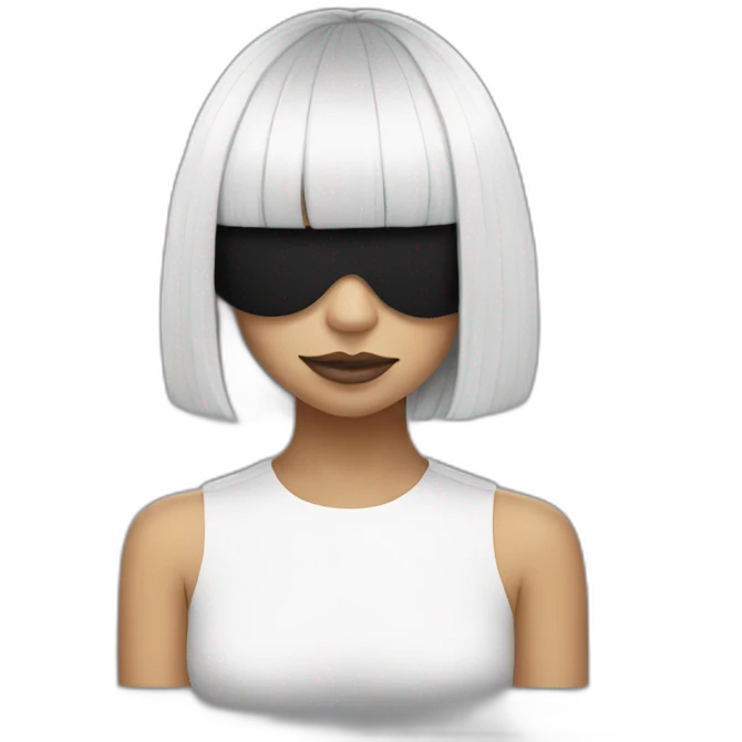 Sia with a black and white wig covering her eyes emoji