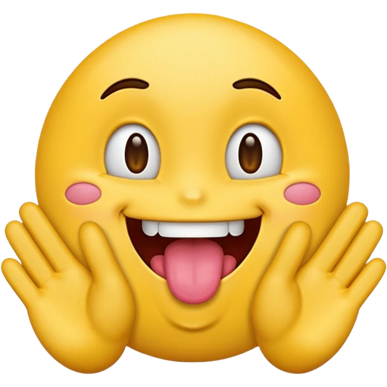 Emoji with tongue out and hands by side ￼ emoji