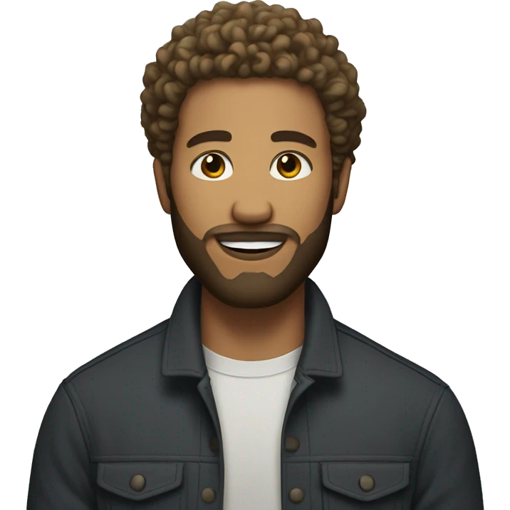 Light skinned man with curly hair and beard emoji