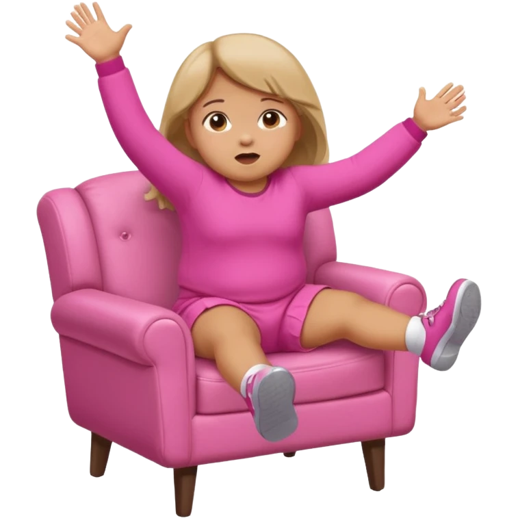 Little Girl fat but not too fat falling off of a chair half in the air chair with pink clothes on emoji